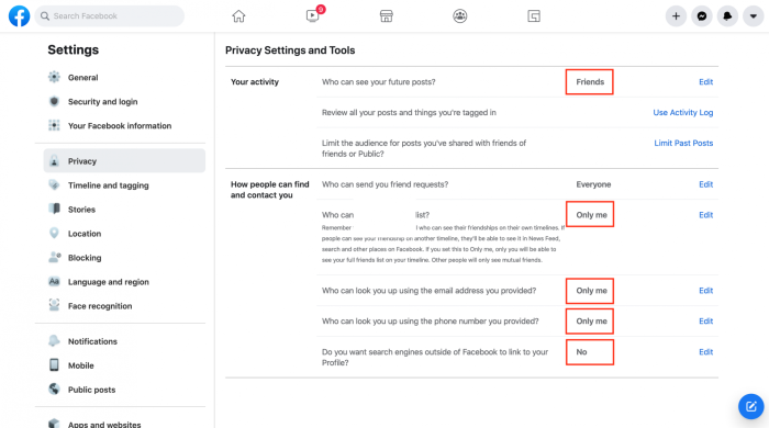 post sharing settings facebook